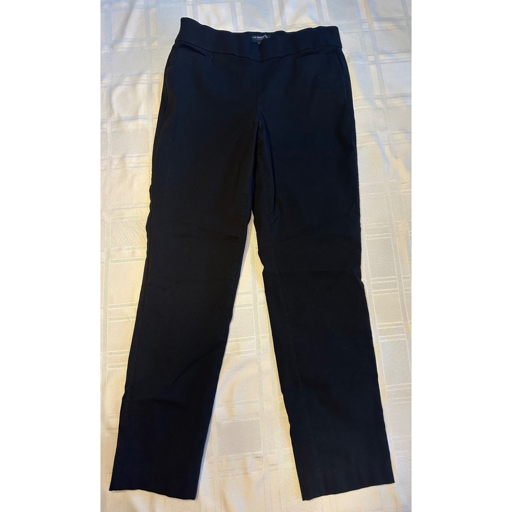 Liz Claiborne Career Pants Womens 10 Black Classic Pull On Stretch Straight Leg